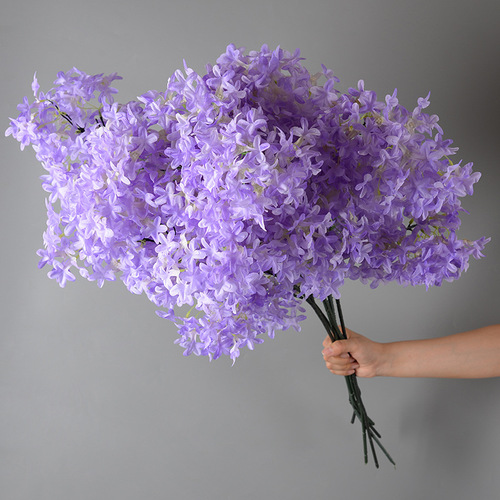 Purple wedding flowers imitation flowers wedding auditorium decoration fake flowers Monet style scene layout ground row silk flower bunches
