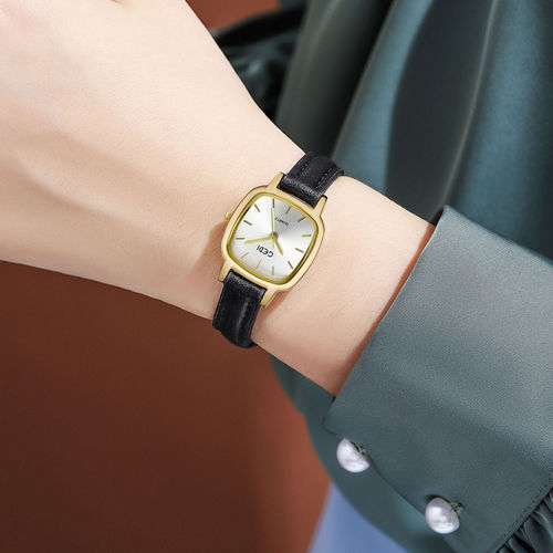 Gandi Minimalist Style Leather Strap Student Small Brown Waterproof Niche High-end Wristwatch Lady Quartz Watch Wholesale