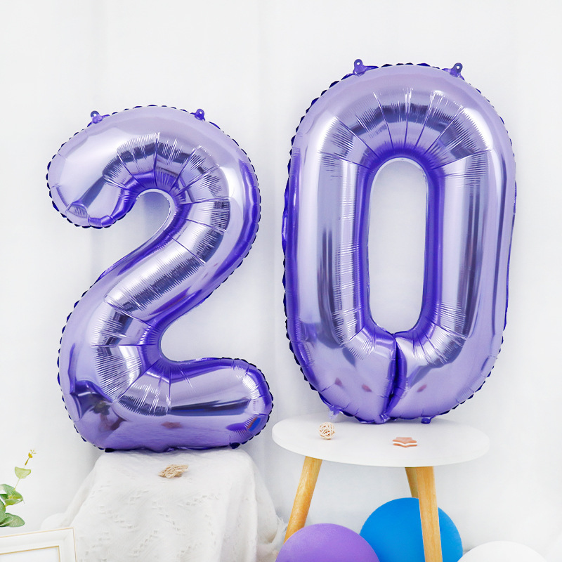 クロスボーダー32インチ美版デジタル金色銀色誕生日シーンパーティー装飾ウェディングルームアルミ箔風船卸売り|undefined