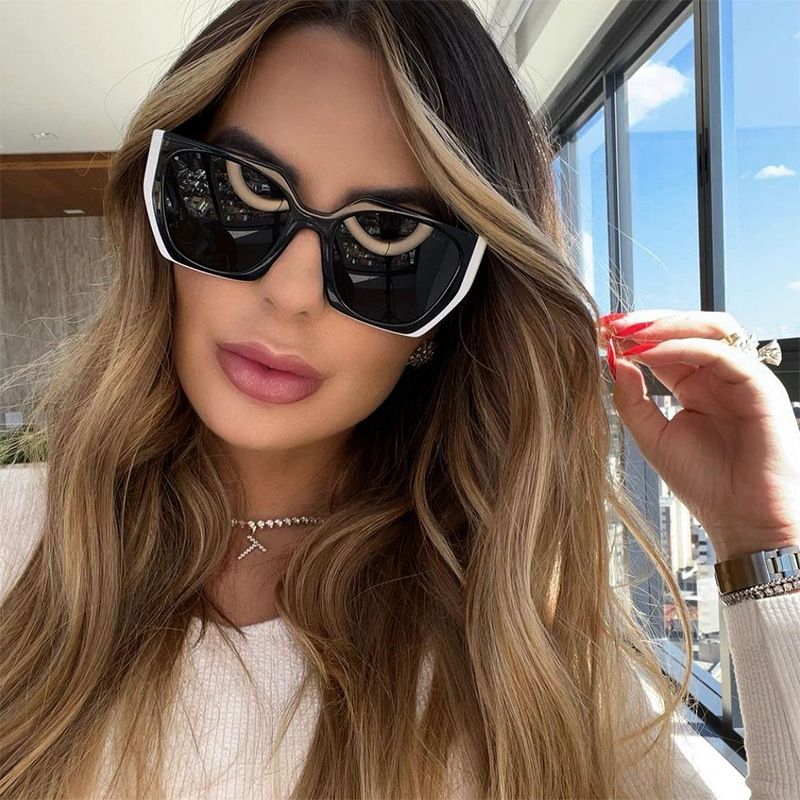 Neue Mode Cat Eye Breite Gläser Weibliche Großhandel Uv Schutz Sonnenbrille display picture 2