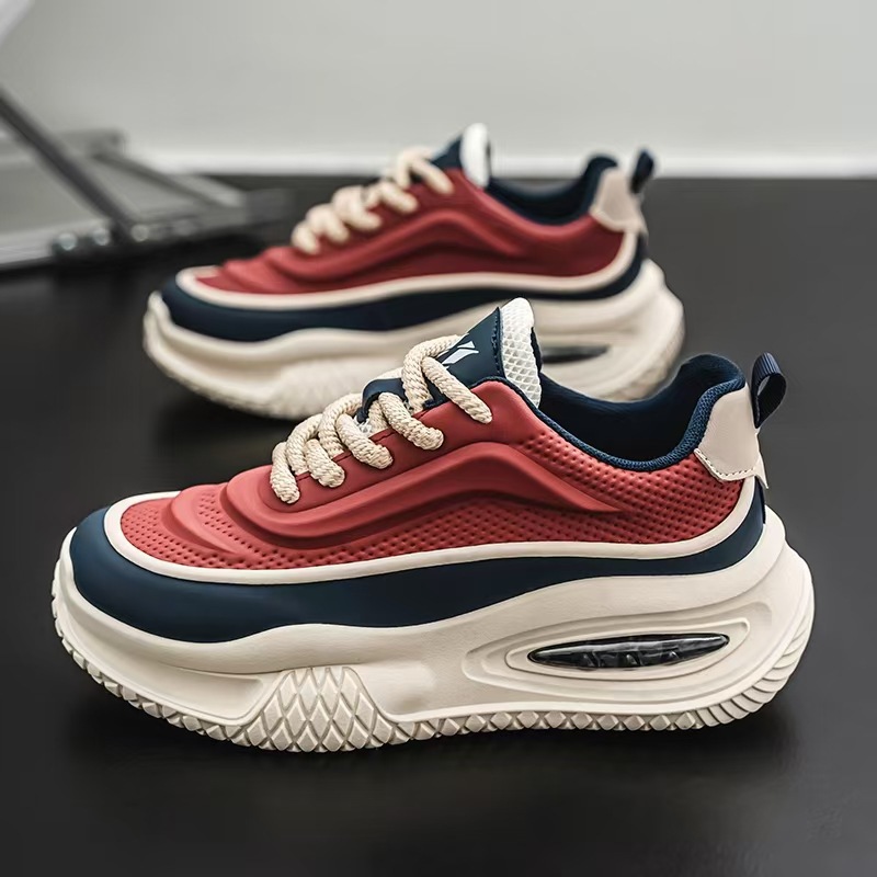 Spring Thick-Soled Leather Platform Dad Sneakers Versatile Color-Block Student Casual Shoes Versatile Men's Shoes_vogvips.com