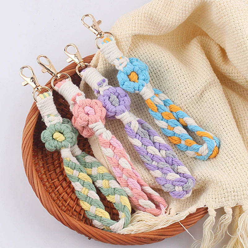 Creative strap for keys handmade, woven keychain, pendant, accessory, DIY, flowered