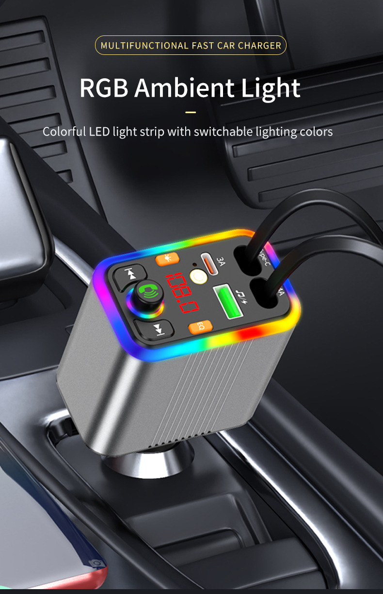 New car Bluetooth MP3 player with aluminum alloy shell, car charger, FM transmitter, hands-free calling, cross-border manufacturer supply