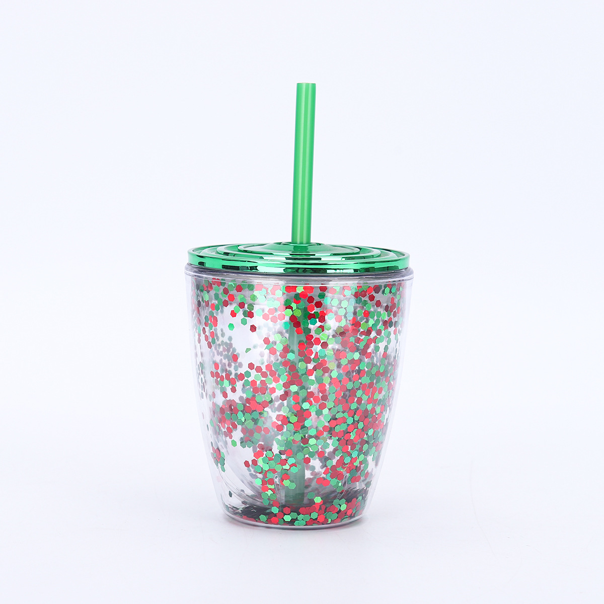 Taza de huevo portátil de doble capa de alto valor transfronterizo, taza de paja de plástico transparente creativa japonesa y coreana, taza de polvo flash de alta calidad