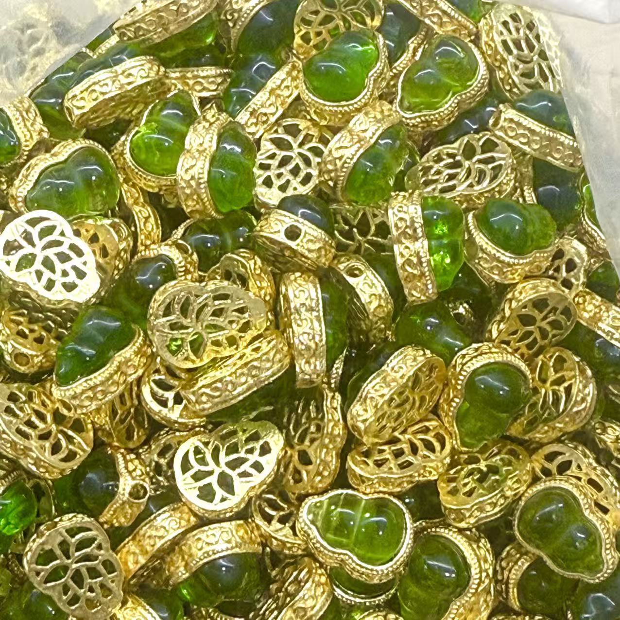 alloy ornament imitation jade gourd hollow straight hole with ring pendant necklace bracelet diy factory direct sales accessories pendant