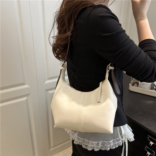 New Fashion Crossbody Bag Korean Style Handheld Single Shoulder Bag Soft Leather Large Capacity Versatile Solid Color Dumpling Bag for Women