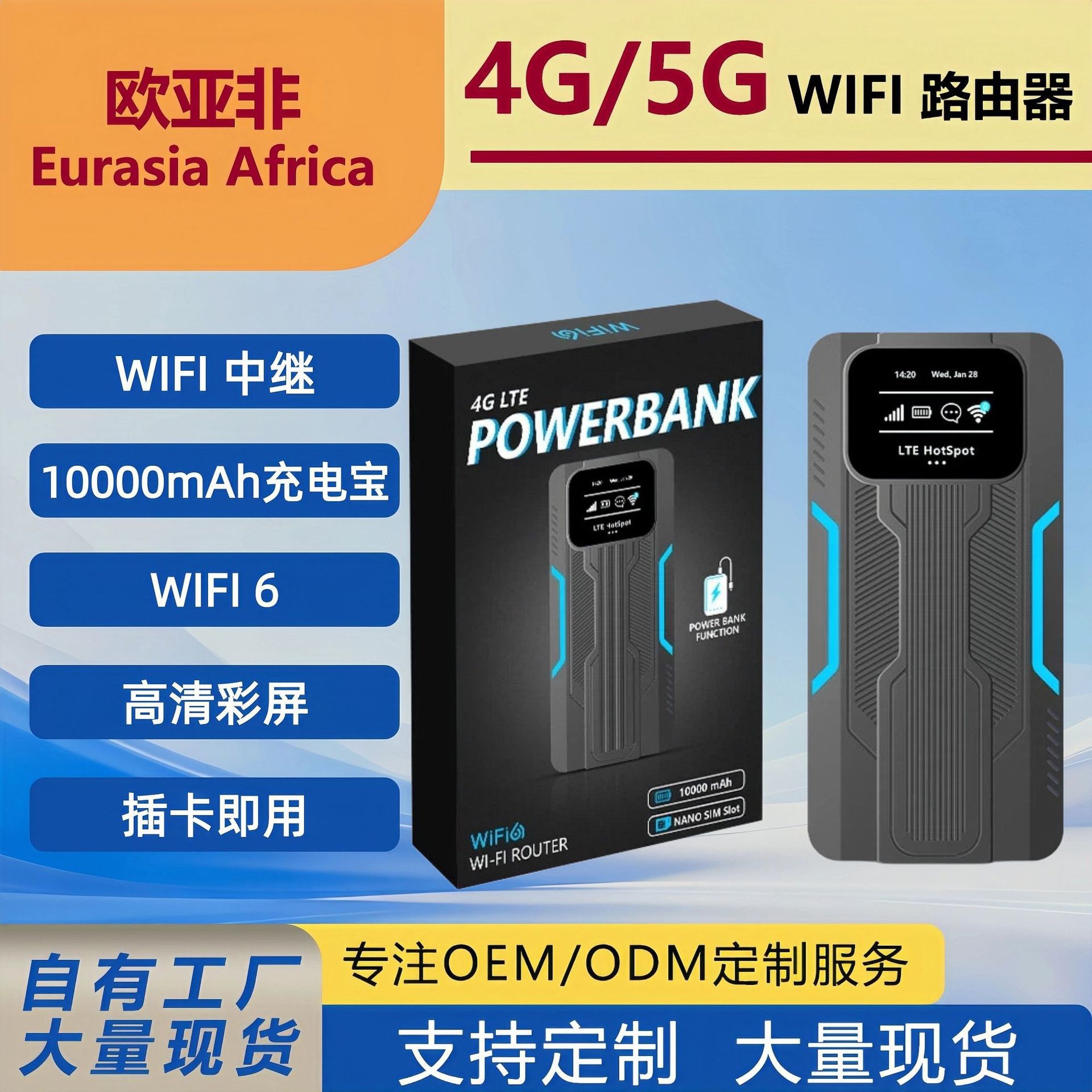 4G Portativ Router Wi-Fi 6 Dual-Band Power Bank