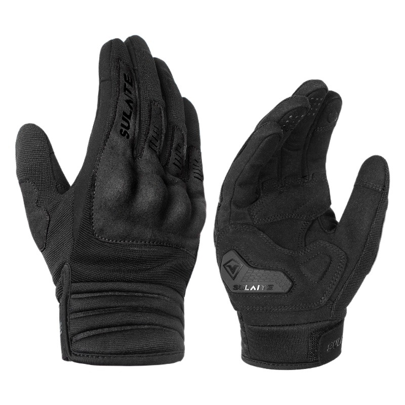 Sulaiteg3 Motorcycle Riding Gloves Spring and Summer Full-Finger Breathable Pvc Knuckle Protection Conductive Touch Screen Gloves
