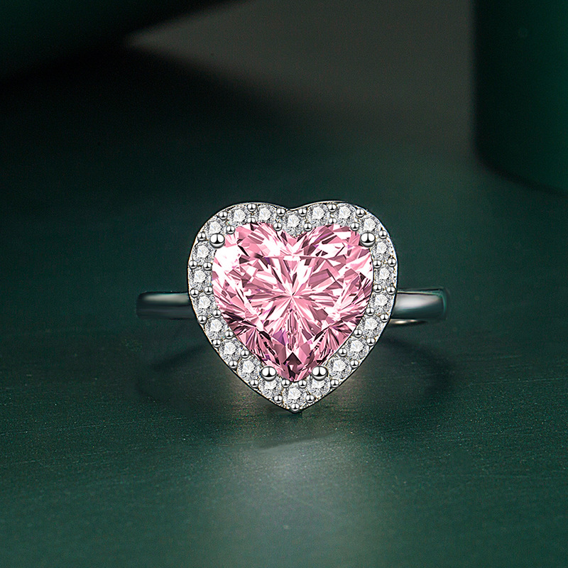 INS Style Heart Shape Copper Plating Zircon Open Ring 1 Piece