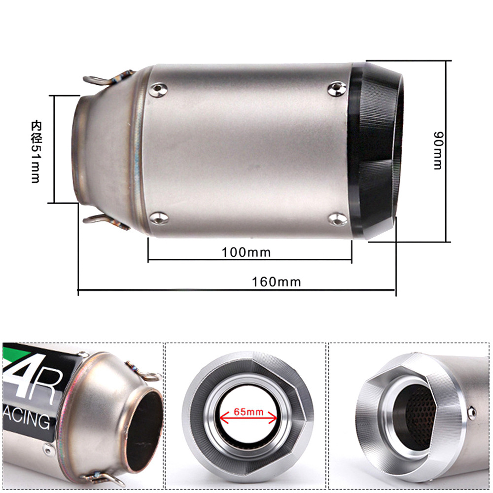 Motorcycle sports car modified exhaust pipe titanium alloy carbon fiber fried street exhaust z900/zx10r/zx25/r3