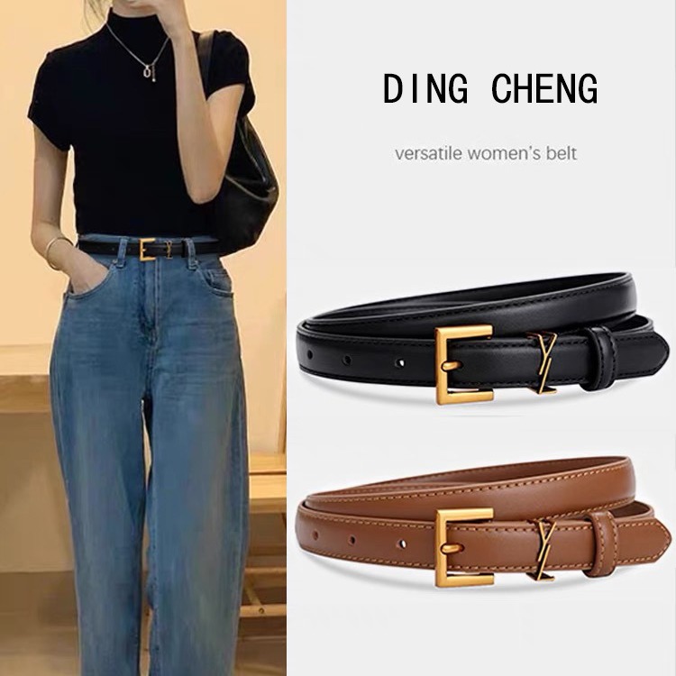 Belt Women's Genuine Leather All-match Decorative Suit High-end Sense Internet Popular Retro Black Trendy Brand Slim Look Jeans with Summer