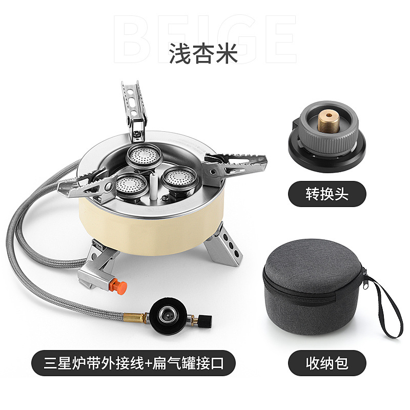 Nuevo núcleo de cobre azul fuego Samsung estufa de camping estufa portátil plegable a prueba de viento equipo de picnic horno de tres núcleos estufa de tarjeta