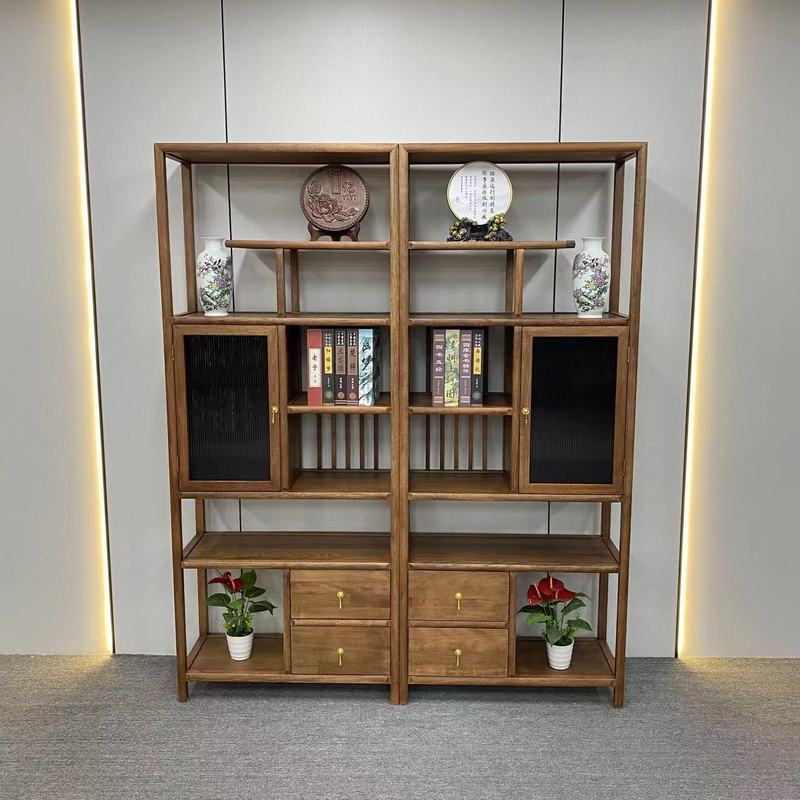 新中式博古架茶室高档装饰品茶叶展示柜办公室置物架客厅隔断摆件|undefined