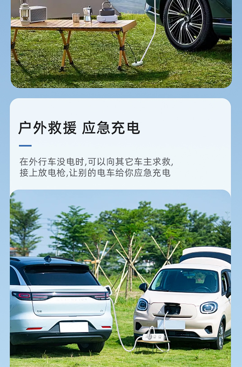 New Energy Vehicle Discharge Gun, External Discharge Plug Device, High-Power Power Strip, Outdoor Camping Essential, Overload Protection