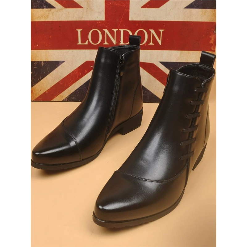 Модные модные мужские британские кожаные сапоги с коротким контуром