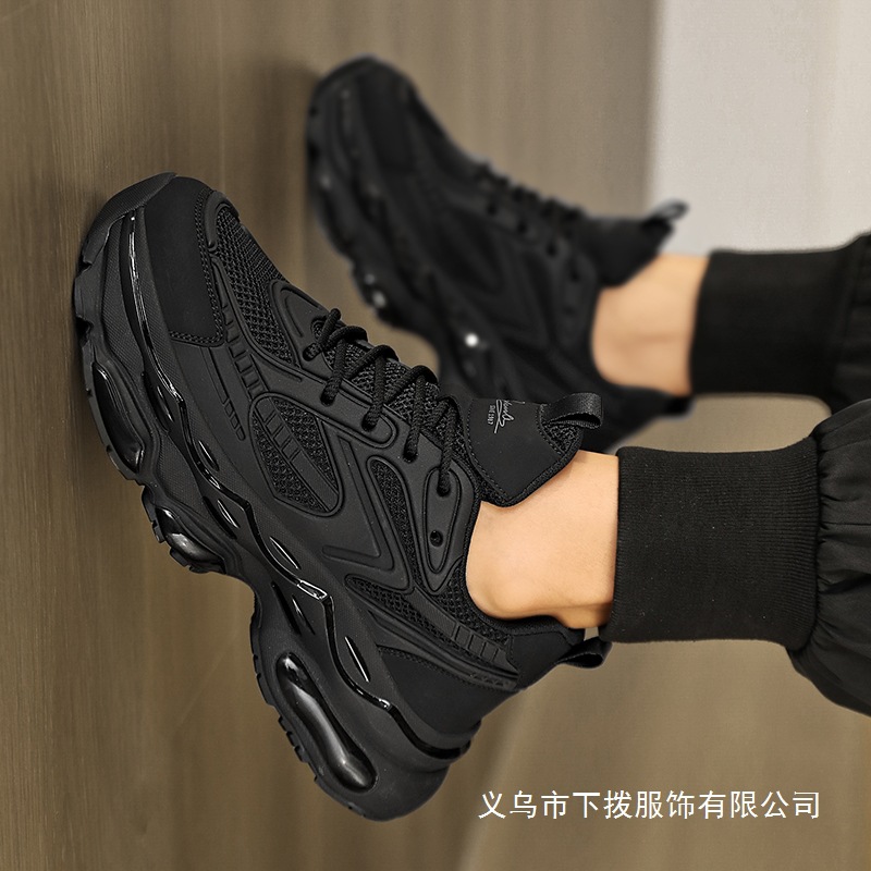 黑武士男鞋秋季男士跑步减震气垫运动鞋男款休闲增高黑色老爹批发