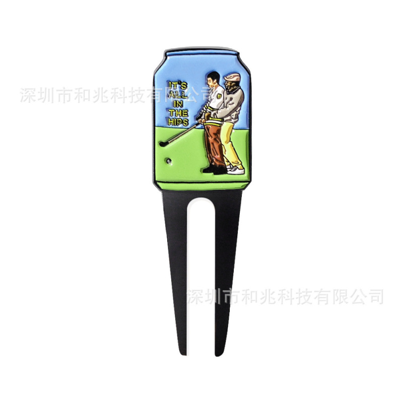 高尔夫果岭叉可折叠配磁性马克金属球位标多功能弹出式修复叉铲草|undefined