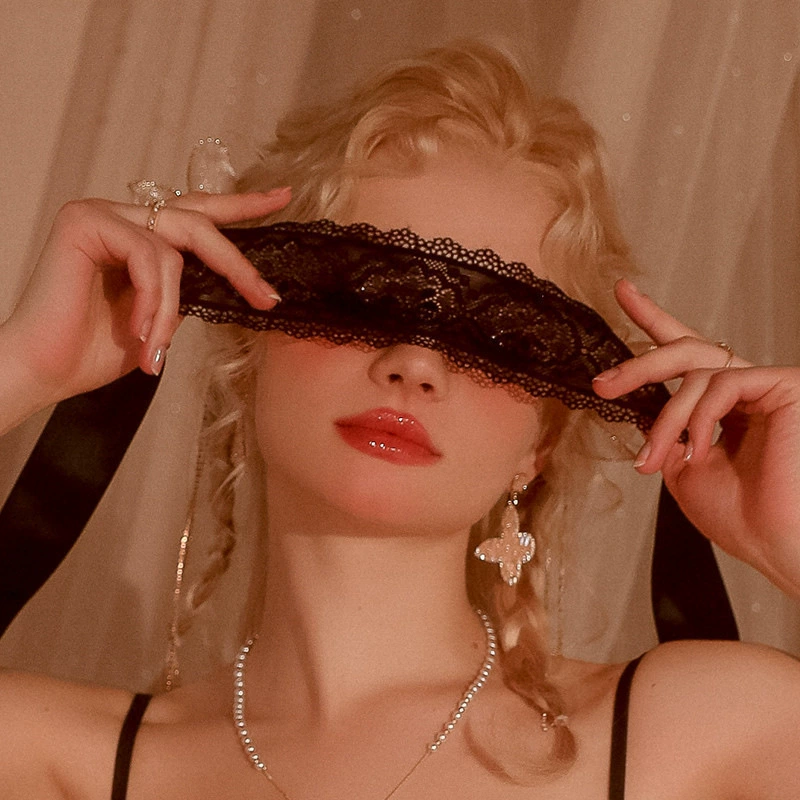 Lace sleep mask, atmospheric black veil