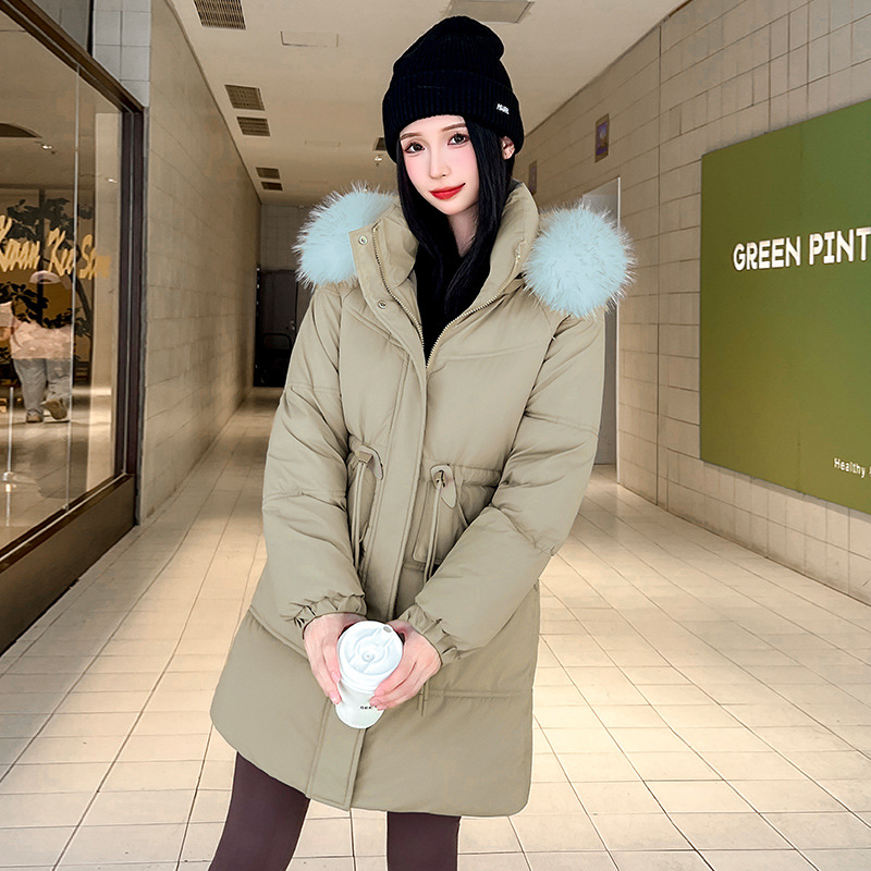 2025 ropa de algodón de invierno para mujeres nueva estilo de estilo extranjero coreano delgado simple sombrero desmontable abrigo de algodón