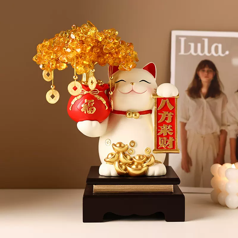 贝汉美收银台招财猫树脂摆件商场吧台前台高档招财摆件乔迁开业礼