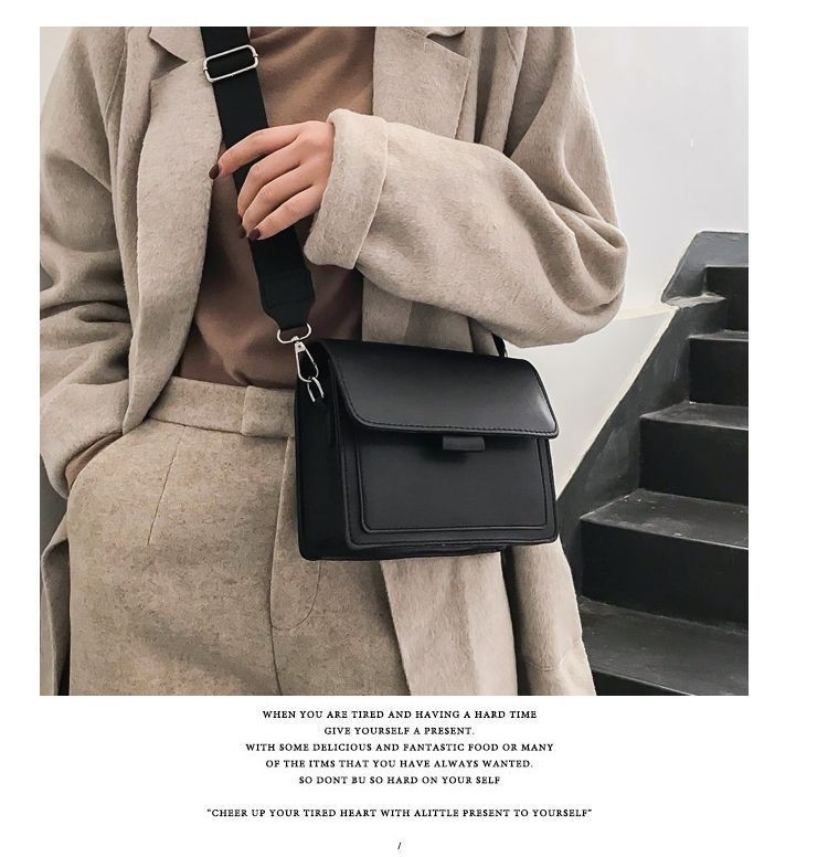 New Small Bag Women's Spring New Fashion   Wide Shoulder Strap Small Square Bag Retro One-Shoulder Crossbody display picture 4
