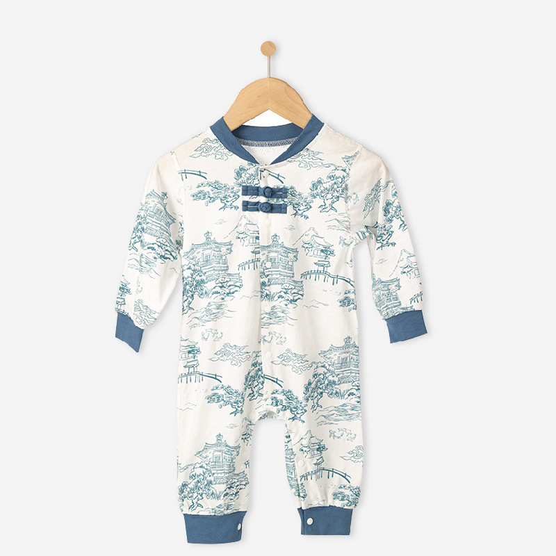 China estilo Han ropa de bebé manga larga bata para hombres y mujeres bebés otoño y invierno ropa de recién nacidos de escalada de algodón puro