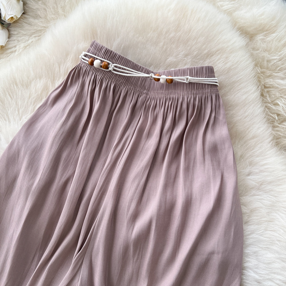 High-Waisted Wide-Leg Pants Korean Style Casual Women's Elastic Waistband Flattering Relaxed Fit For Commuting_ecoleips.com
