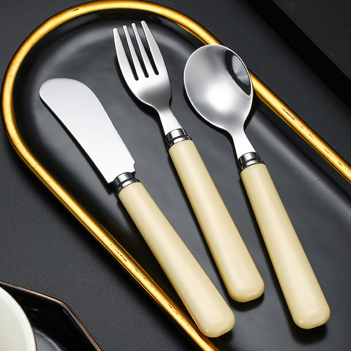 Stainless steel portable tableware knife, fork and spoon three-piece set Internet celebrity outdoor modern simple home creative gift set