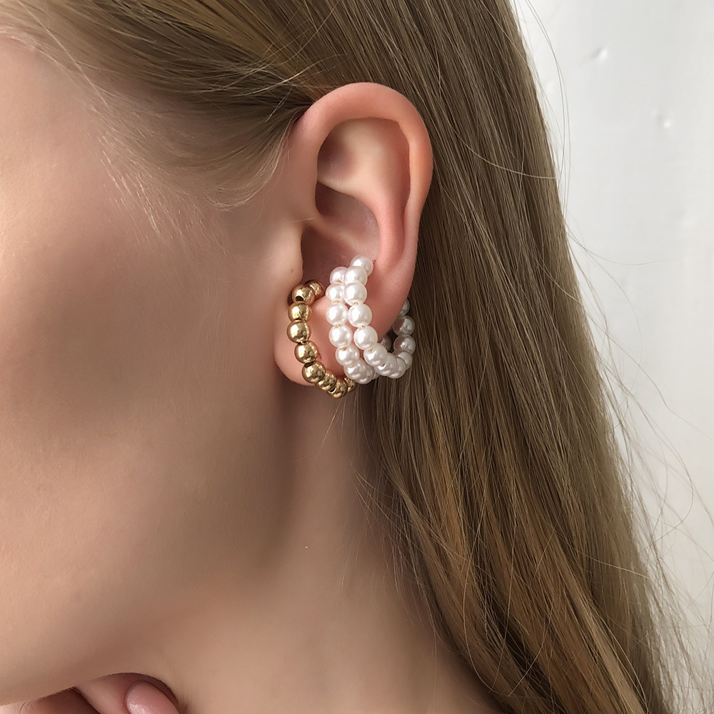 Simple Imitation Pearl Geometric Earrings display picture 3