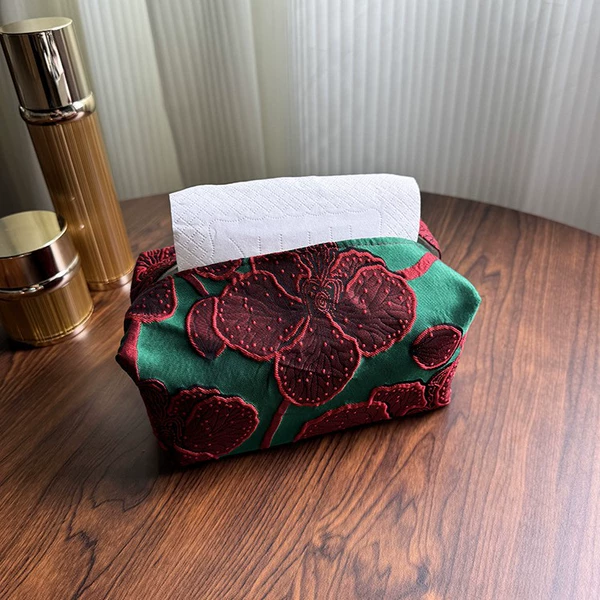 Tissue box. Pomegranate flowers
