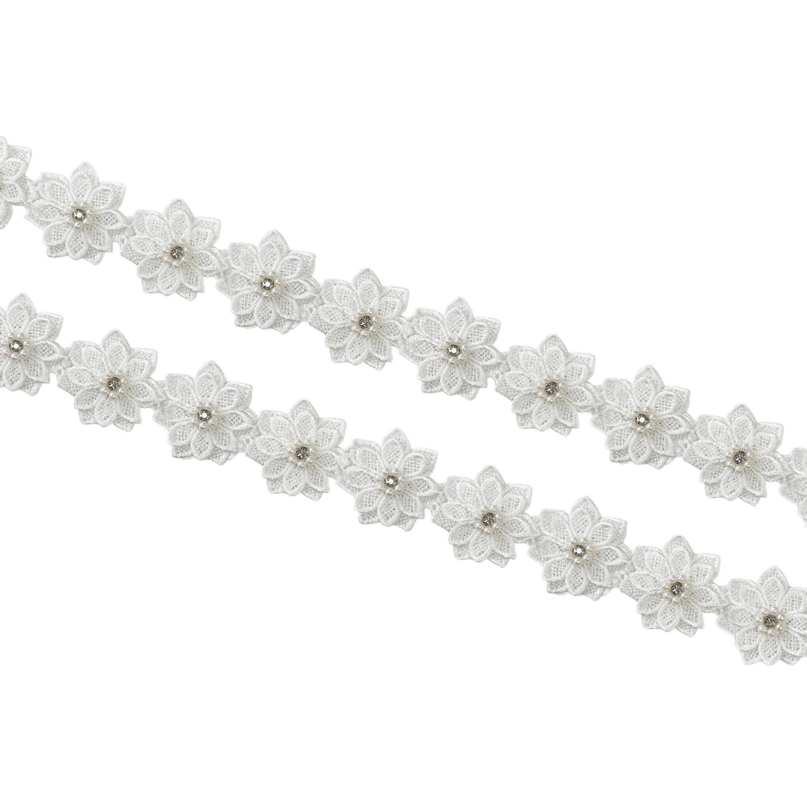 Blanco encaje perla flor encaje exquisito ropa elegante ropa infantil bolsas zapatos sombreros joyas para el cabello decoración