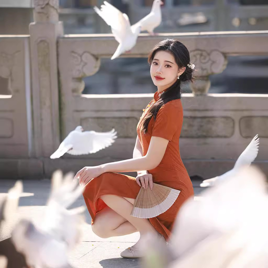 Summer lightweight elegant elite long cheongsam