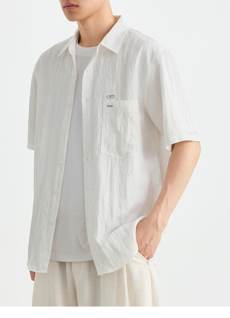 Áo sơ mi nam dài tay chất liệu Lyocell mát lạnh, thêu họa tiết, kiểu mới — màu xanh nhạt chi tiết 27