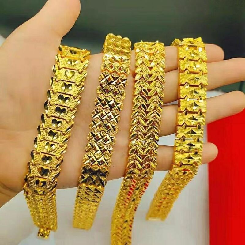 Gold-Plated Jewelry Men's Bracelet Women's Imitation Gold Niche Luxury High-End Wedding Jewelry Watch Chain Gold Bracelet