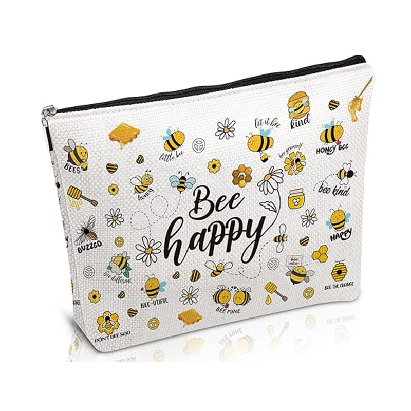 Bee Makeup Bag Gift Pack Dachshund Cartoon Letter Print Storage Bag Waterproof Jute Makeup Bag