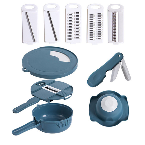 Kitchen vegetable cutter, multifunctional potato peeling machine, household radish grater, slicing and shredding artifact