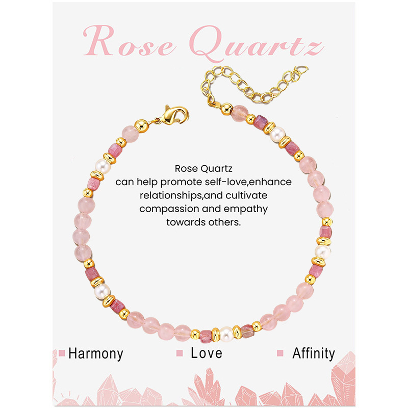 Amazon's Best-Selling Natural Healing Pink Crystal Bracelet, Adjustable Natural Stone Beaded Bracelet, Gift Card for Women