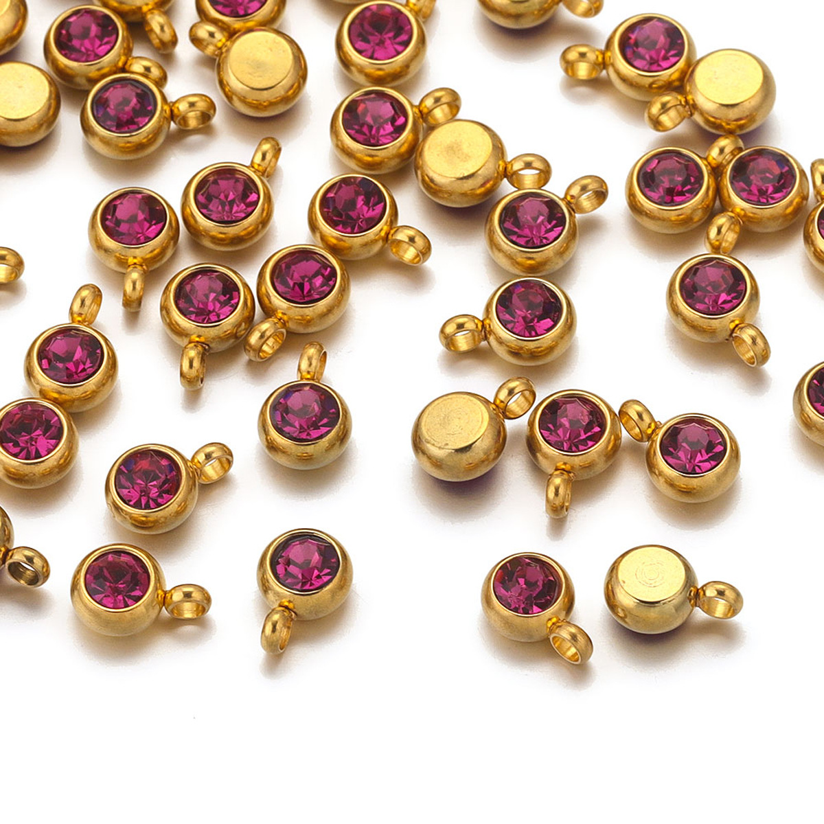 Real Gold Plated Plating Material 20 PCS/Package Diameter 6 Mm 304 Stainless Steel PVD Coated Real Gold Plated Geometric Pendant DIY Jewelry Accessories