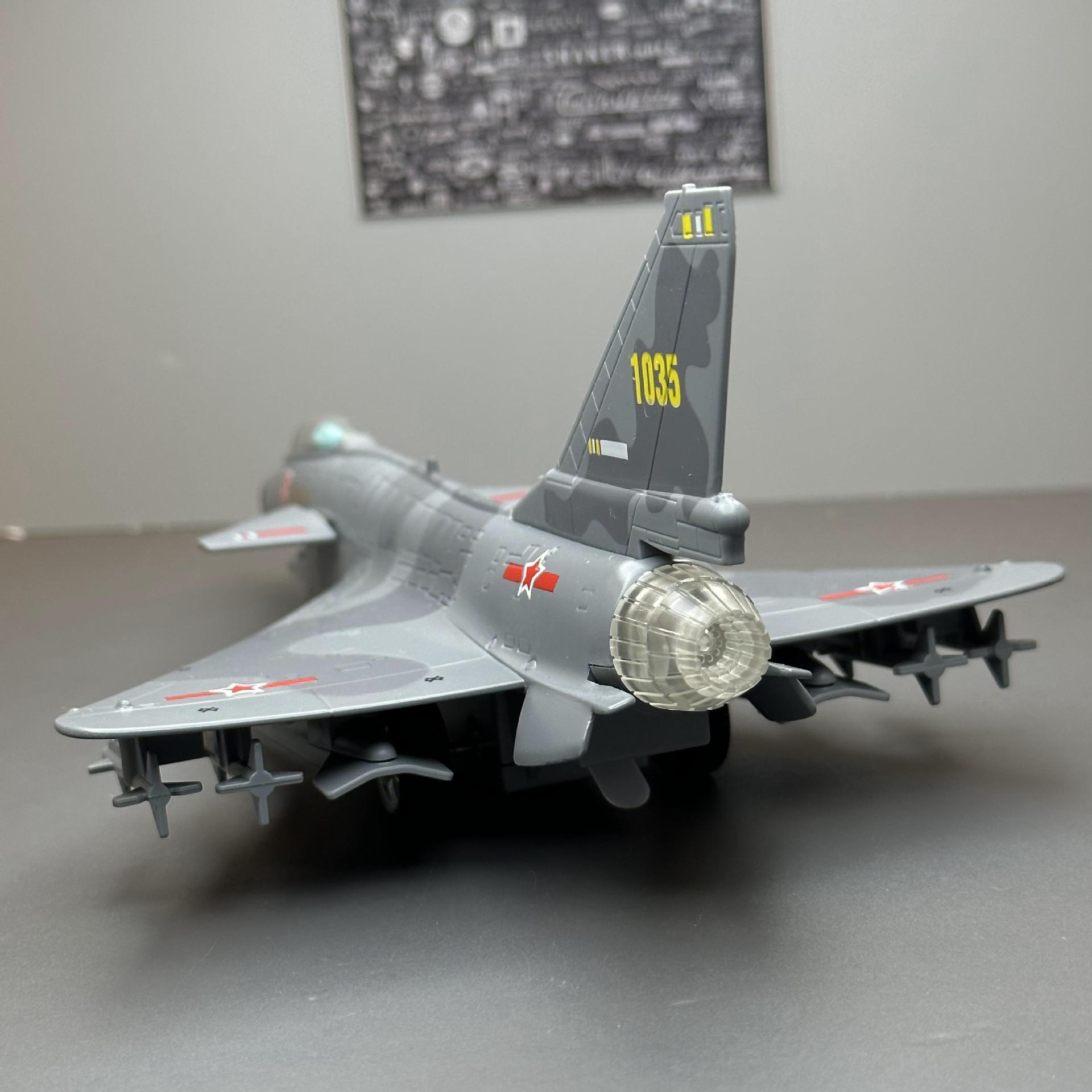 Calixin aleación modelo de coche 1:50 J-20 militar luchador Tire hacia atrás el sonido y la luz aviones juguete Decoración