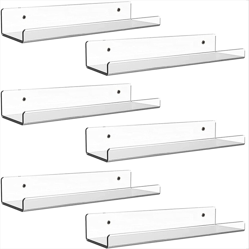 Wall Storage Rack Acrylic Wall-Mounted Bookshelf Bathroom Decorative Storage Rack Punch-Free Wholesale