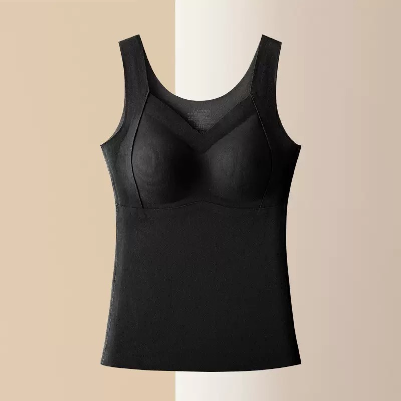 Nuevo chaleco térmico de terciopelo mujeres con almohadilla para el pecho sin sujetador doble capa engrosamiento ropa interior térmica mujeres parches de seda