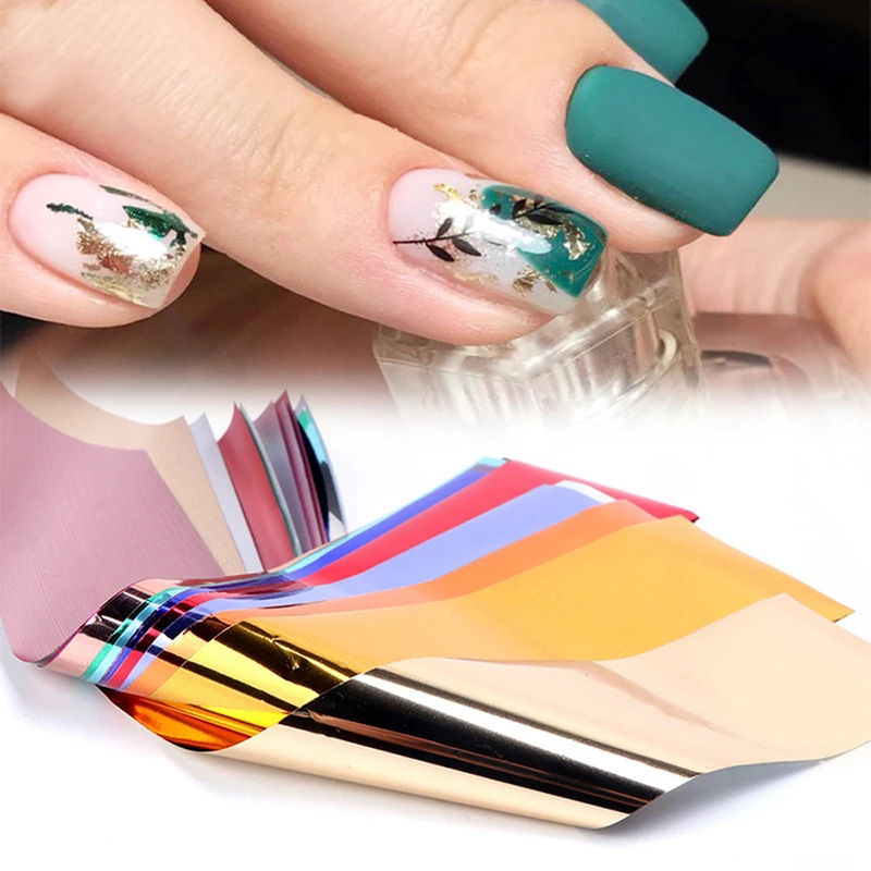 Cross-Border New Nail Art Model Sticker Set 14 Colors Gold Laser Space Metal Color Nail Sticker Set