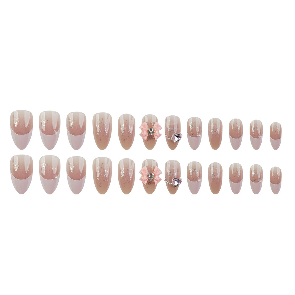 Parche de uñas de diamantes de punto de amor de lazo francés image 6