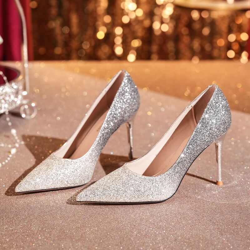 9888R High Heels Women's Stiletto Pointed Toe Glitter Thin Glitter Gradient Banquet Pumps Women's Shoes Wedding Shoes 9888R High Heels Women's Stiletto Pointed Toe Glitter Thin Glitter Gradient Banquet Pumps Women's Shoes Wedding Shoes