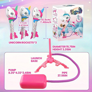 Unicornio transfronterizo volador dinosaurio cohetes cañón pie lanzador de cohetes al aire libre lanzamiento de cohetes juguetes de catapulta de vuelo