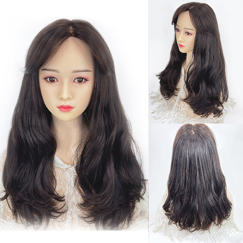 Full Hand-Woven Double Pin Head Cover for Women's Elastic Mat Long Curly Hair Breathable Lightweight Realistic Natural Full Real Hair Refill Block Full Hand-Woven Double Pin Head Cover for Women's Elastic Mat Long Curly Hair Breathable Lightweight Realistic Natural Full Real Hair Refill Block