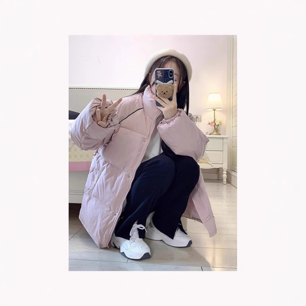 2025 nueva ropa de algodón para mujeres coreanas de estilo piloto pequeño engrosado ropa de algodón caliente rosa para mujeres invierno