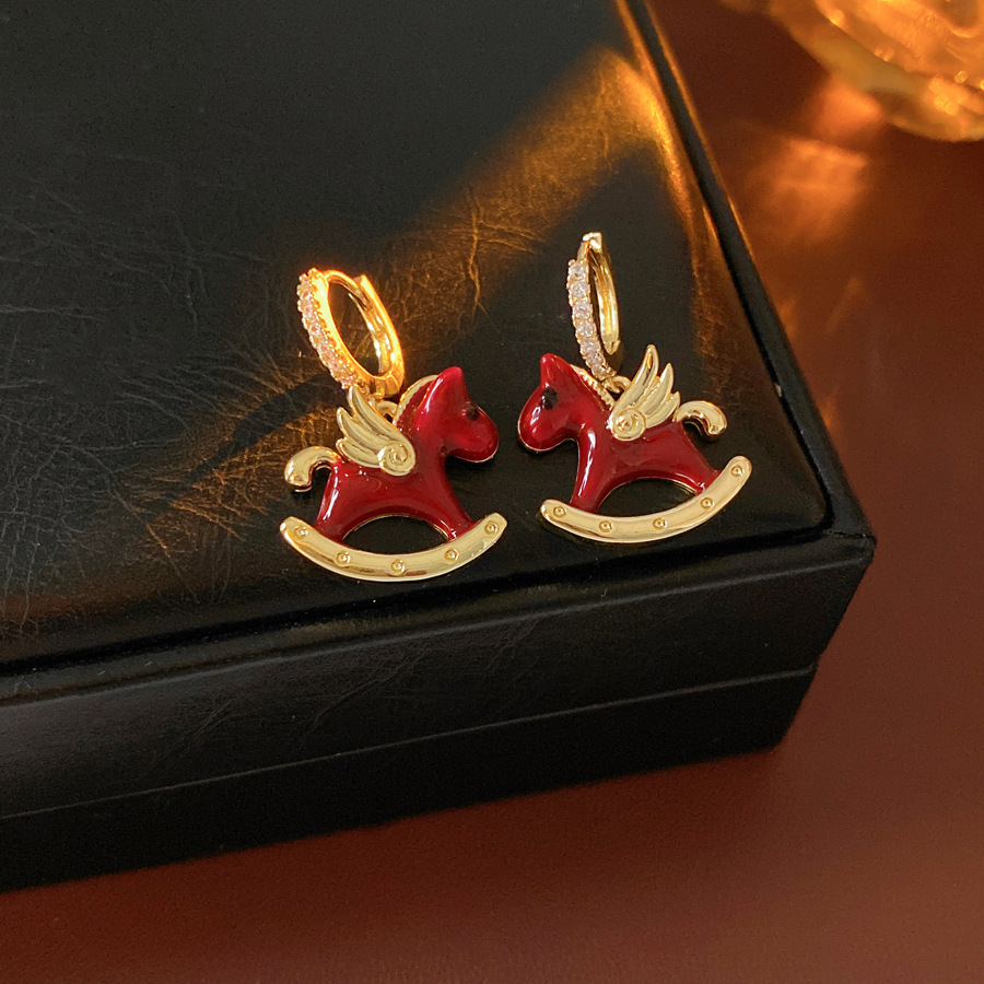 Oro verdadero eléctrico galvanis colgante de piedra pony pendientes collar ligero lujo nicho universal conjunto temperamento alta sensación de joyería mujer