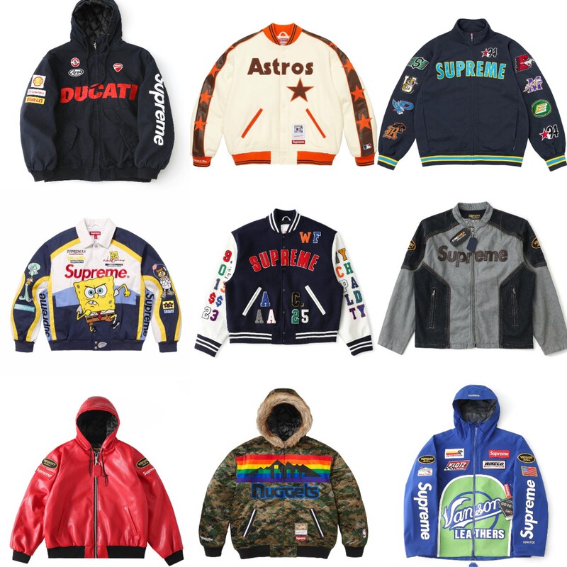 Supreme co-branded embroidered waterproof zip-up jacket, casual padded cardigan jacket, unisex