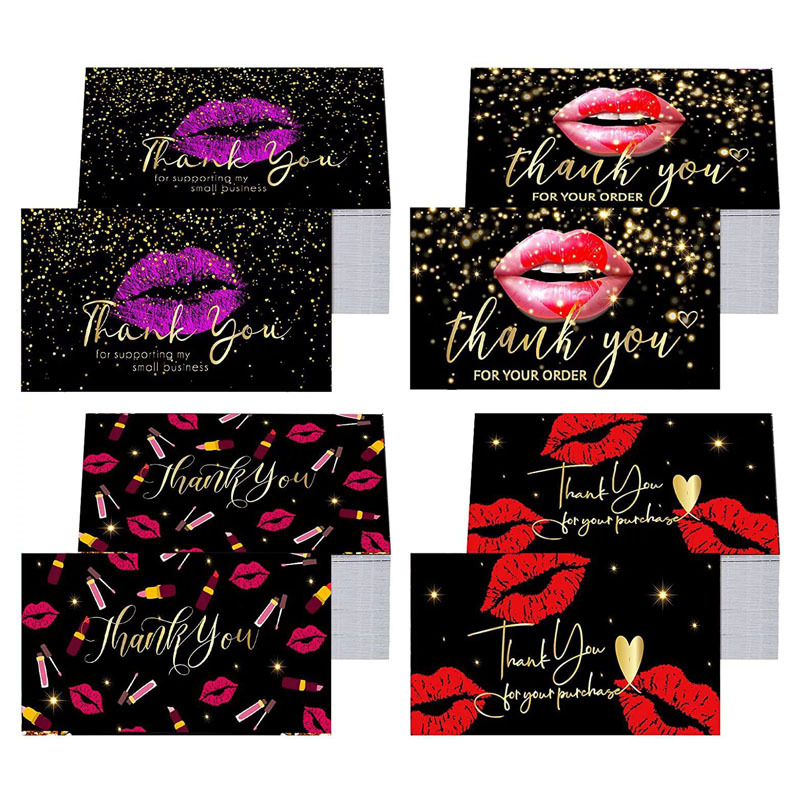 2022黑色红嘴唇THANK YOU感谢卡片